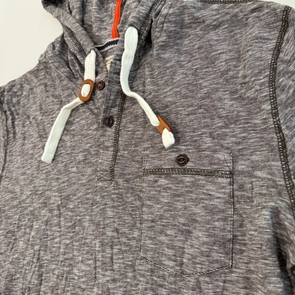 Ruff Hewn Henley Pullover Hoodie Lightweight Sweatshirt Mens Small Heather Brown - Picture 4 of 7